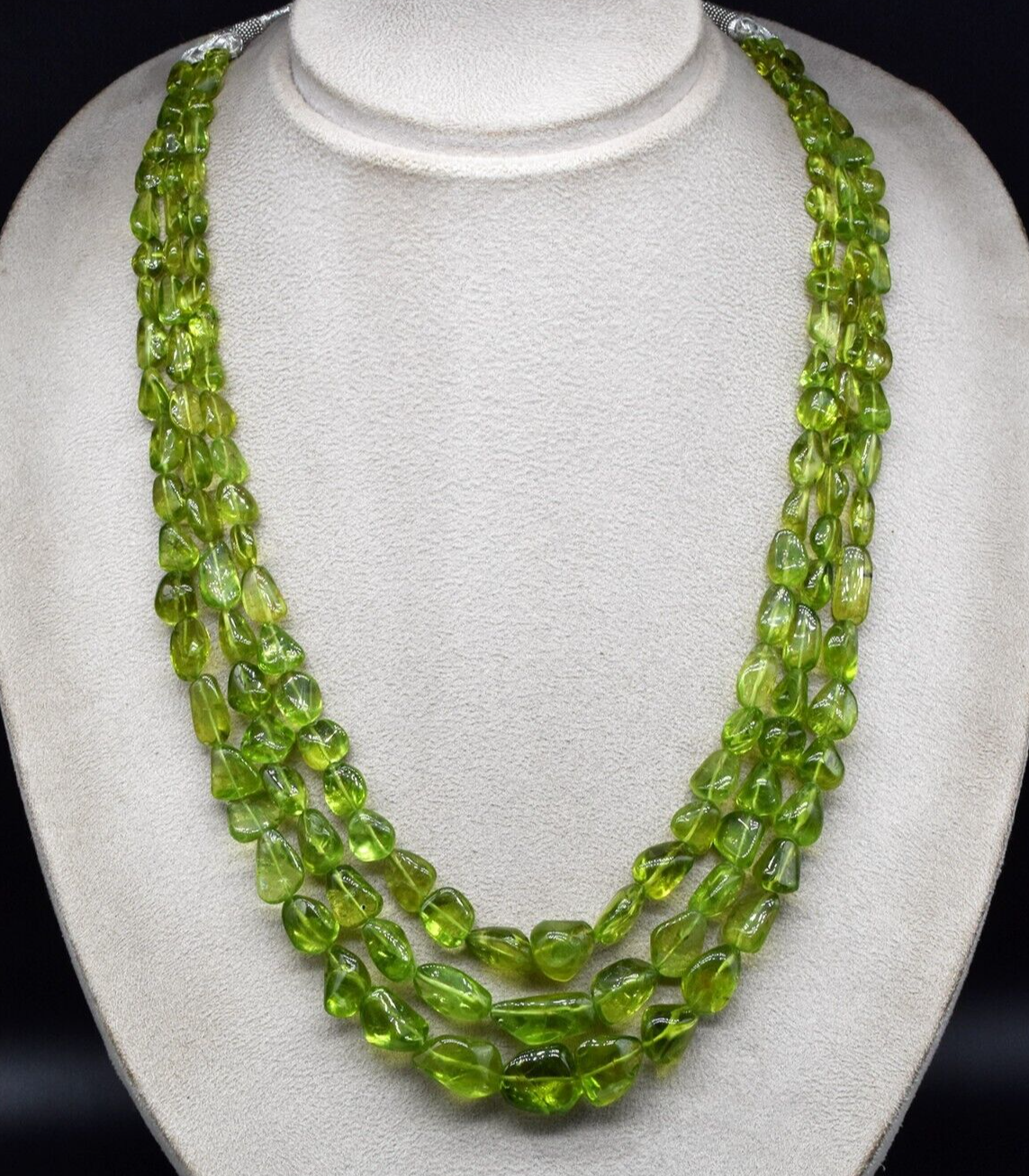 Natural Peridot Necklace Beads Tumble 3 L 663 Ct Drilled Gemstone Gift for her