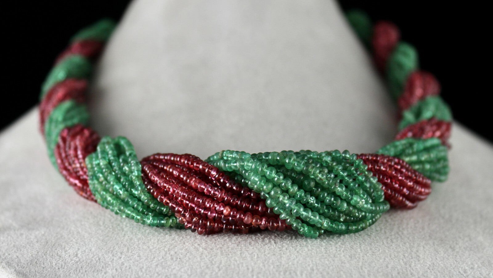 Certified Natural Emerald Spinel 859 Ct Beads Gemstone Cocktail Necklace