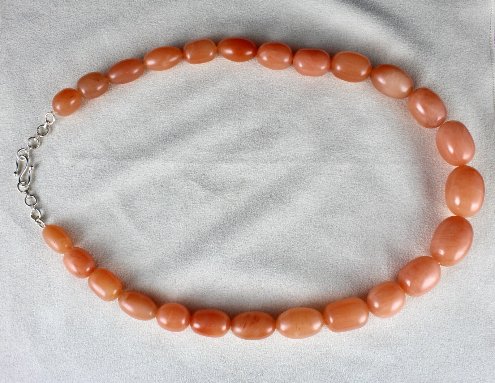 Natural Orange Quartz 1089 Ct Long Beaded Necklace Sterling Silver Clasp