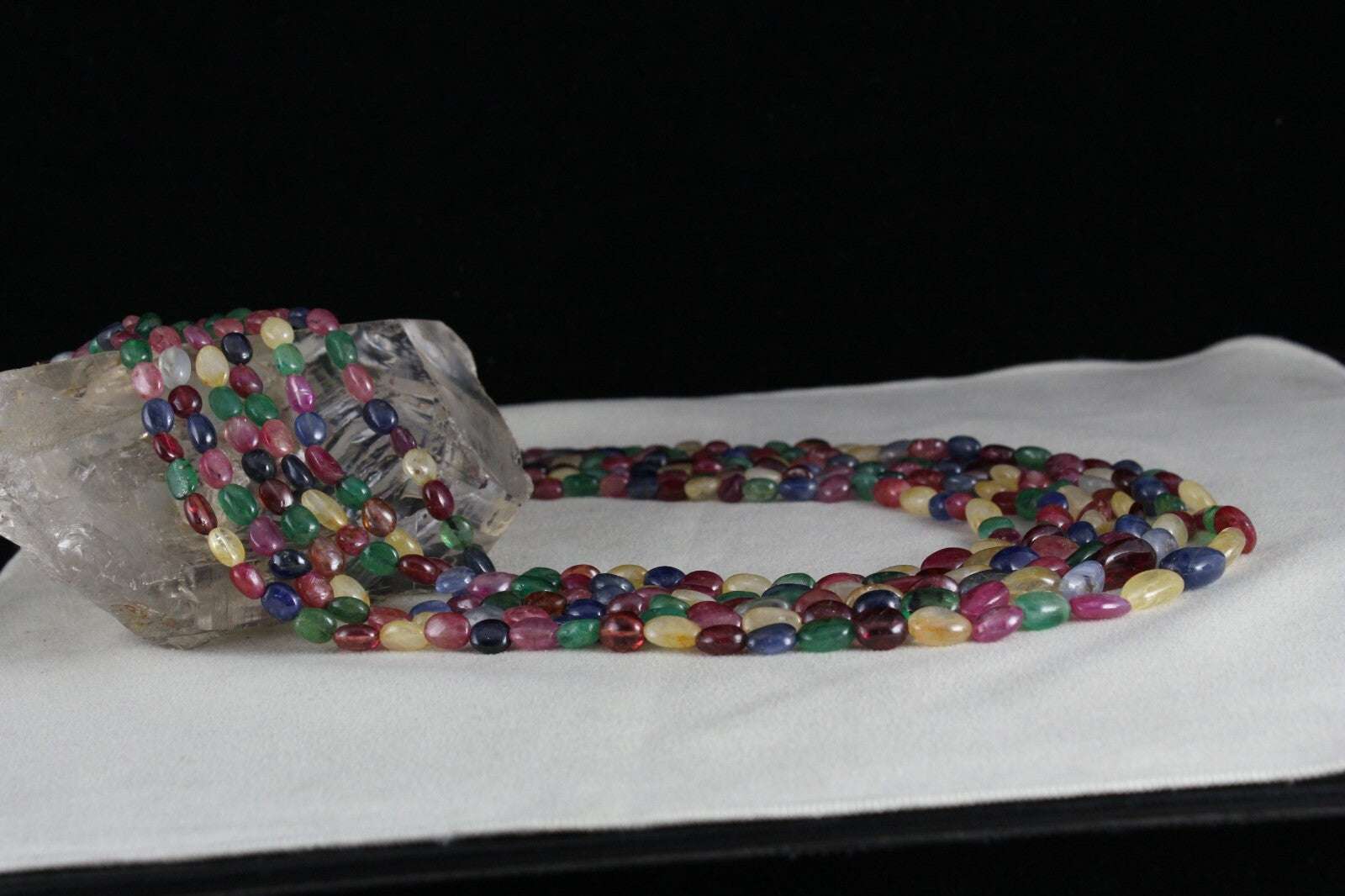 Certified 853 Ct Natural Emerald Ruby Sapphire Hessonite Spinel Necklace