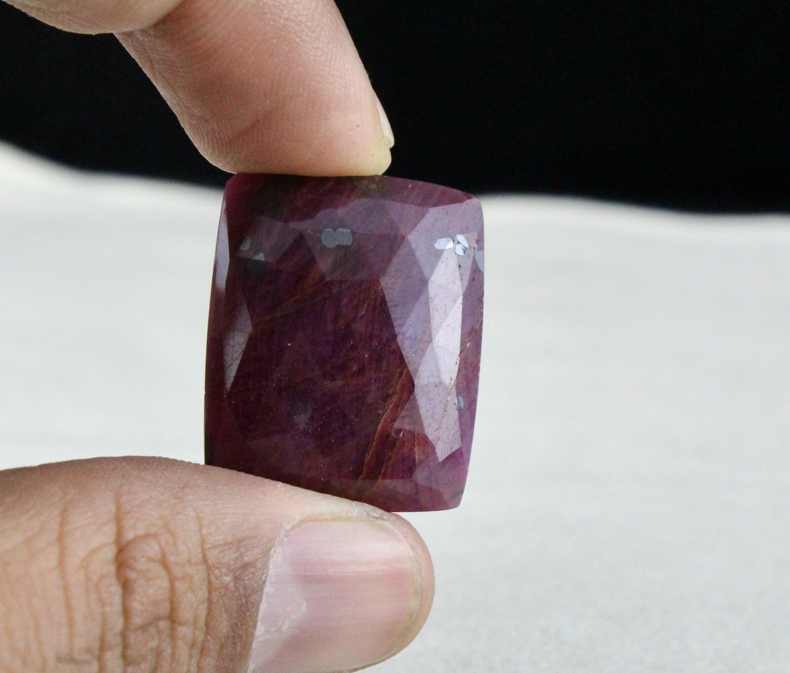 Unheated Natural Ruby 43ct Square Faceted Cabochon Gemstone Pendant Design