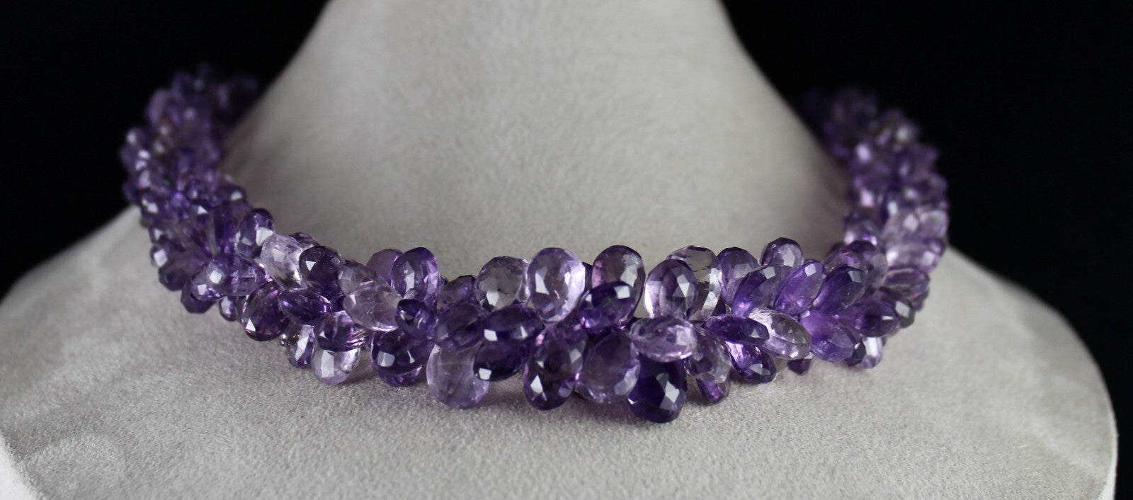 Certified Top Amethyst Beaded Drops 1079 Carats Sterling Silver String Bunch