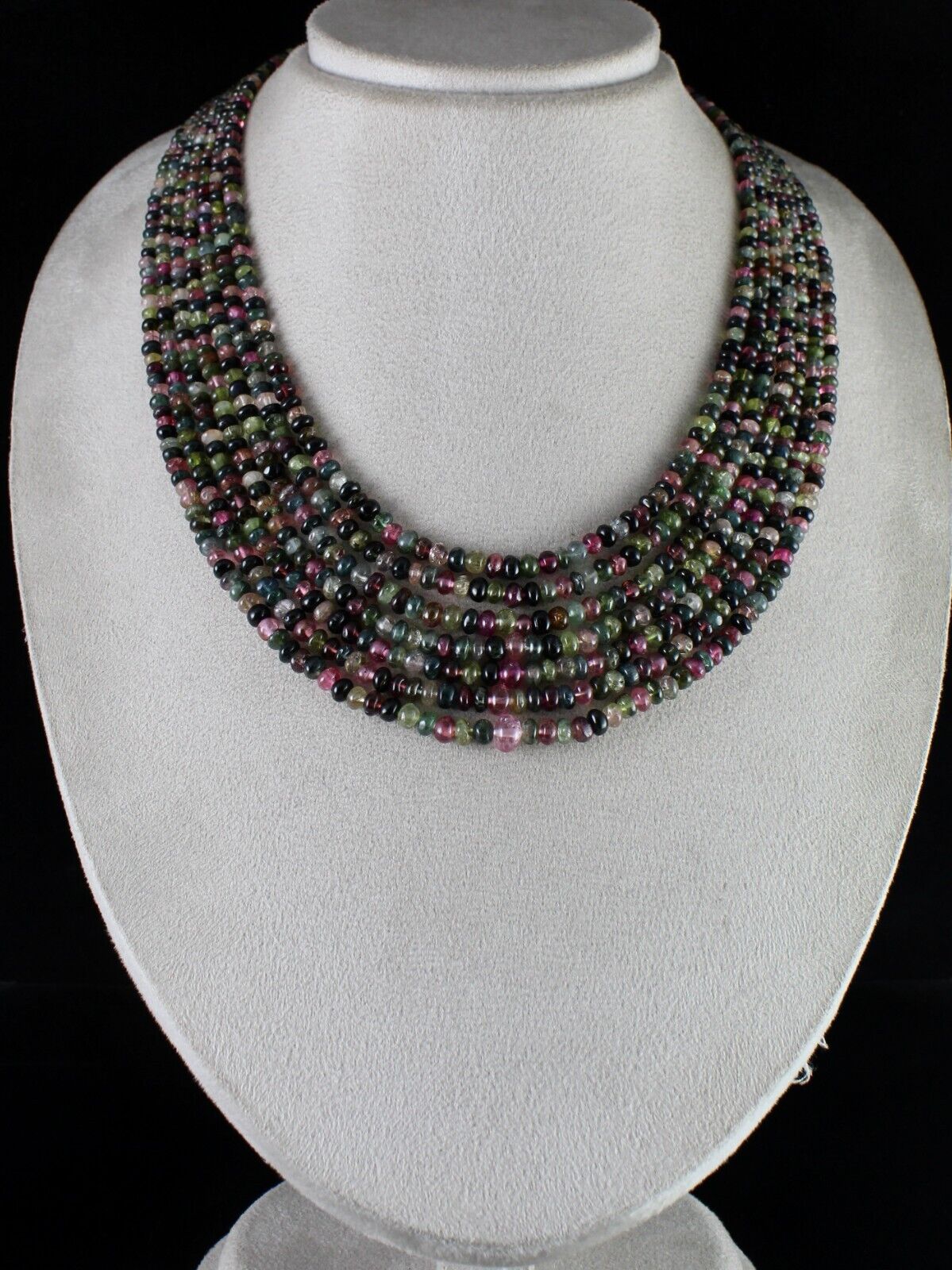 BEST NATURAL TOURMALINE BEADS NECKLACE 583 CARATS MULTI COLOUR GEMSTONE STRAND