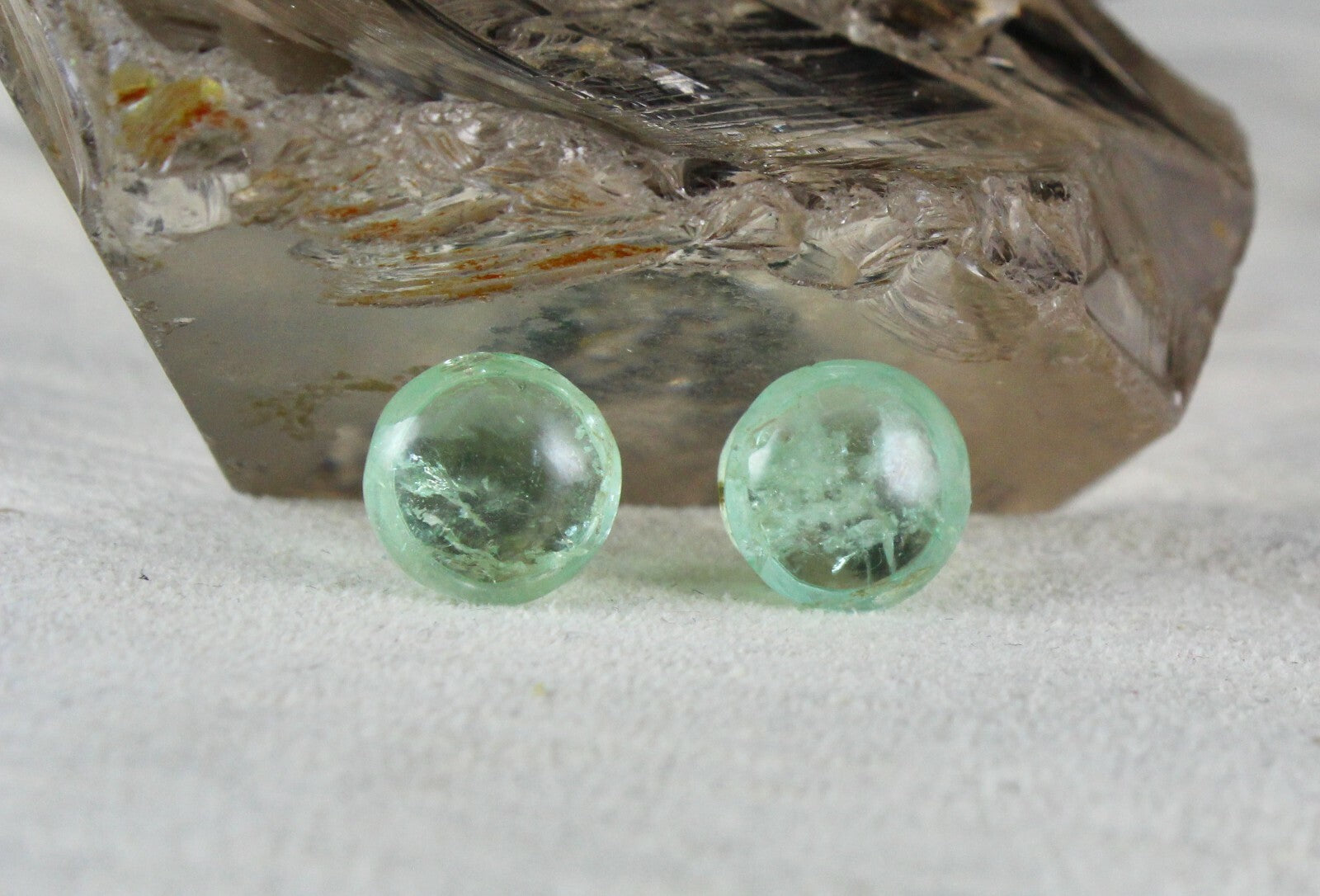 Certified Natural Colombian Emerald Cabochon Earrings 15.41 Ct Gemstone Pair