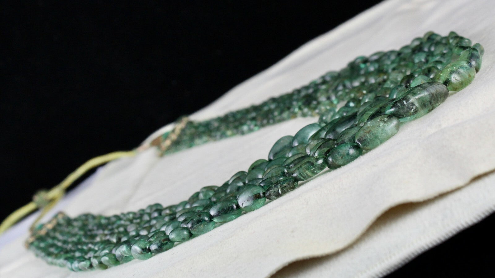 Antique Natural Emerald Beads Necklace 528 Ct Certified Long Classic 7l