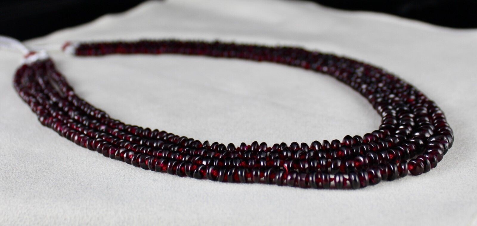 NATURAL GARNET BEADS BUTTON 4 LINE 575 CARATS SEMI PRECIOUS GEMSTONE NECKLACE