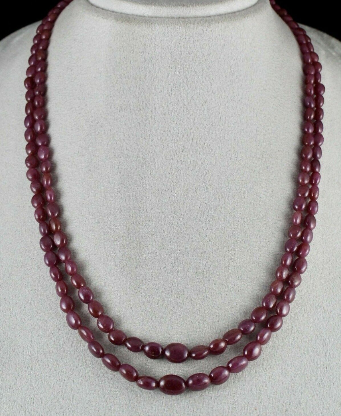 Natural Ruby Beads Long 2 Line 319 Carats Untreated Gemstone Beaded Necklace