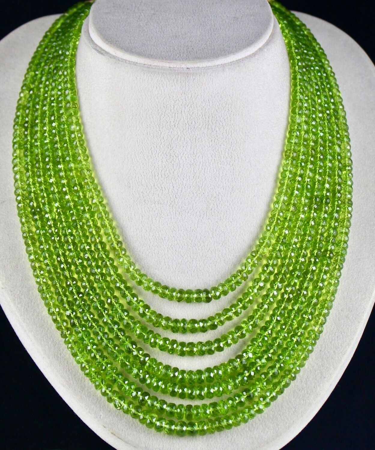 Natural Peridot Beads Faceted Round 7 L 1133 Ct Green Gemstone Cocktail Necklace