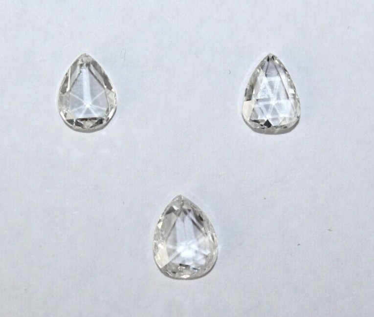 Natural Rose Cut Diamond 2.92 Ct Pear Loose Stone Certified Earring Set