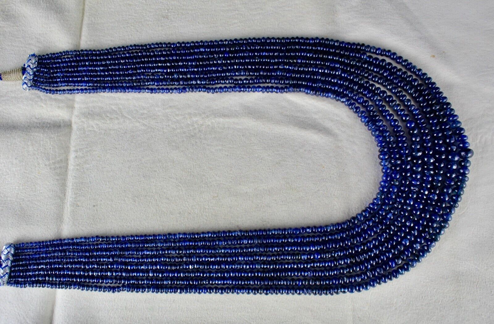 FINE NATURAL BLUE SAPPHIRE BEADS ROUND 8 L 621 CTS GEMSTONE IMPORTANT NECKLACE