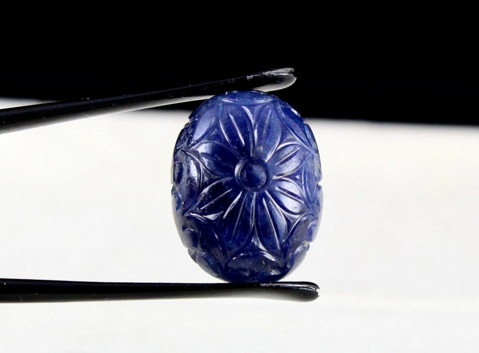 Certified Natural Unheat Blue Sapphire 44.55ct Carved Oval Gemstone Ring Pendant