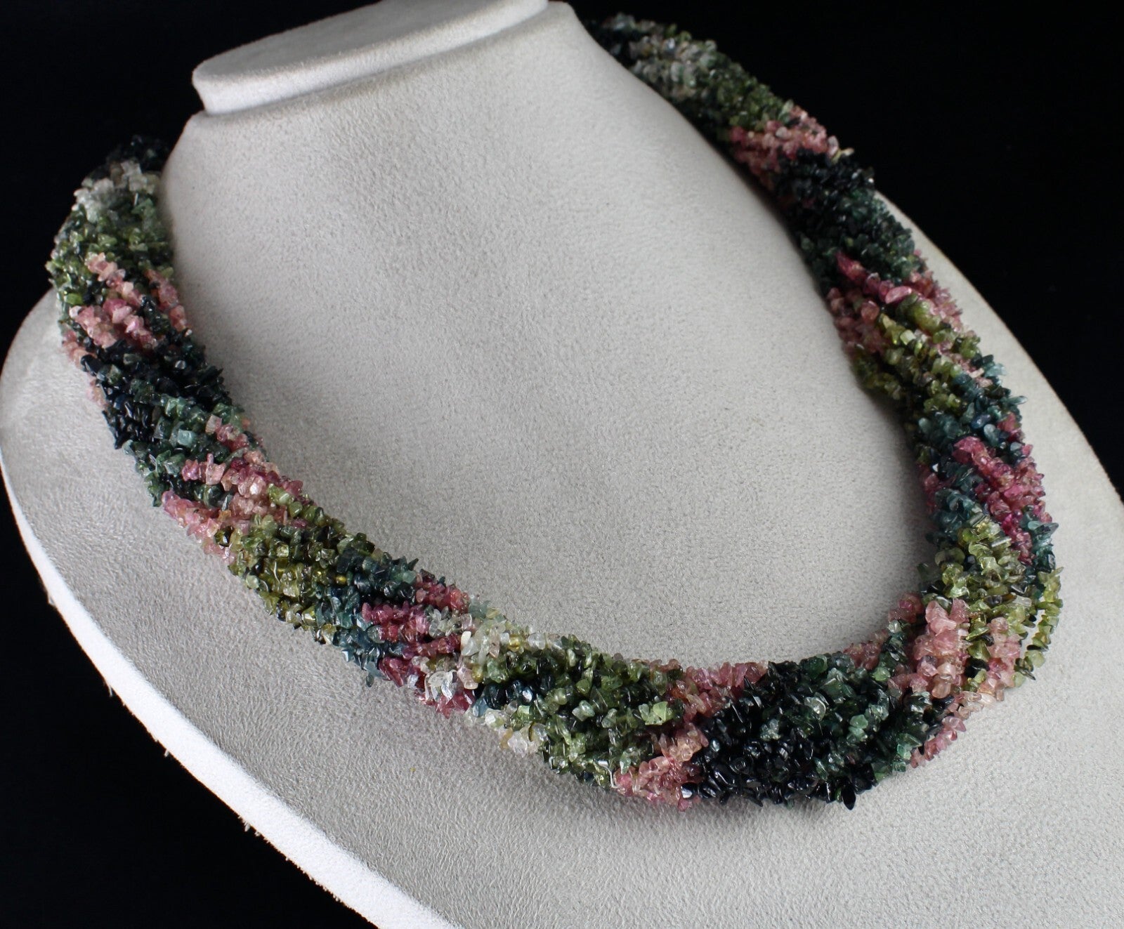 Natural Multi Tourmaline 1438 Ct Beads Sterling Silver Necklace Uncut 20 Line