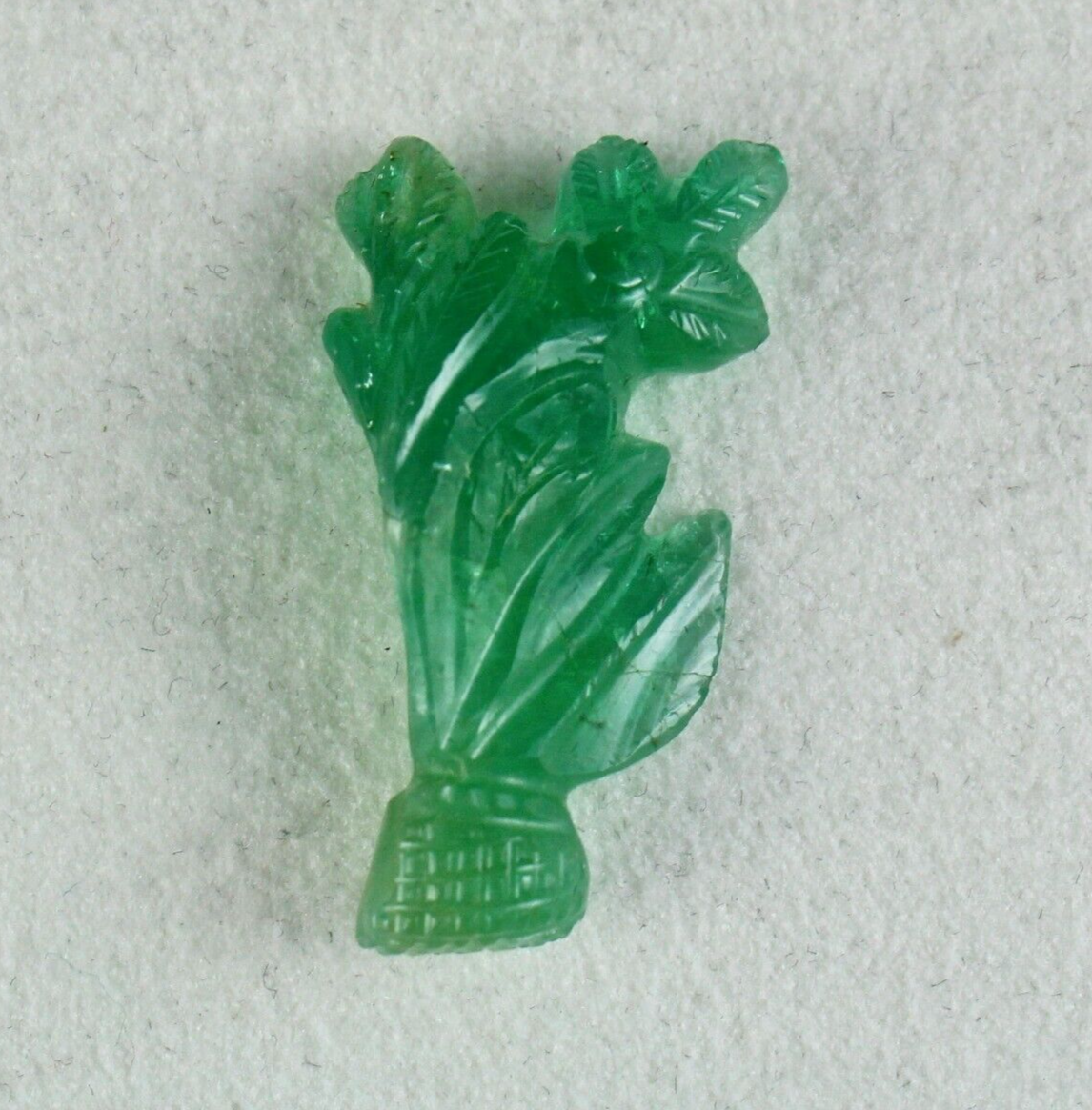 Certified Antique Natural Emerald 20.96ct Leaf Flower Carve Pendant Brooch Women