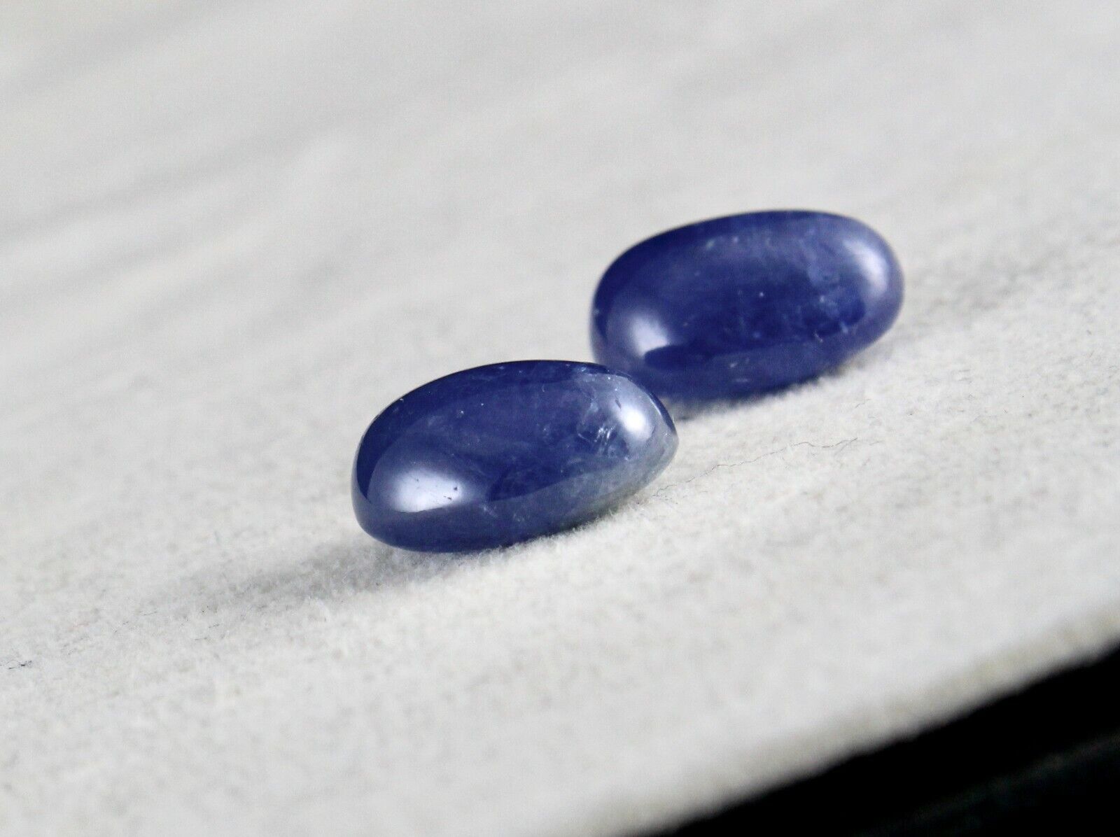 Natural Blue Sapphire Earring Cabochon Oval Pair 16.70 Carats Gemstone Designing