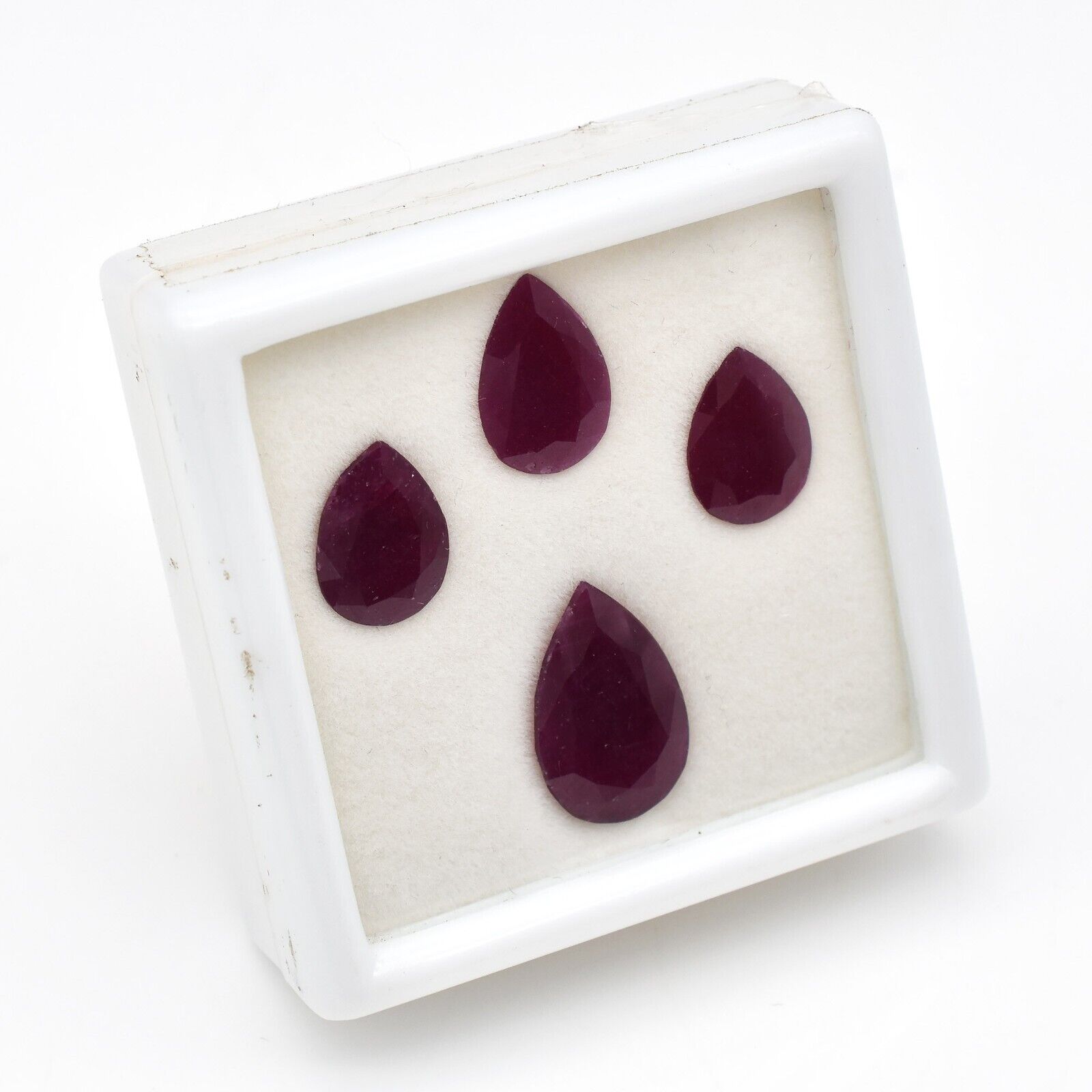 Natural Ruby Pear Cut Unheated Gemstone Design Pendant Earring Set 4 Pc 14.15 Ct