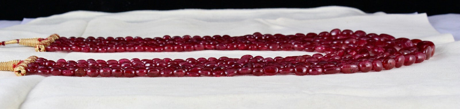 Certified Natural Red Spinel Necklace 814 Ct Cabochon Beads 7 Line Gemstone