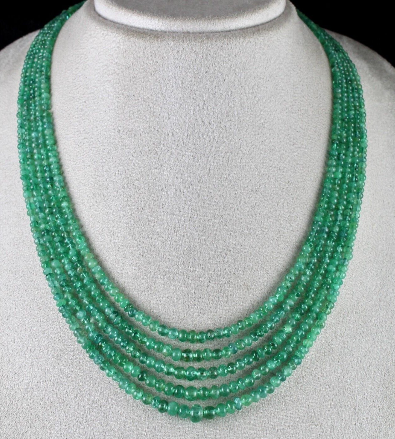 Certified Natural Colombian Emerald 263 Ct Round Beads Necklace