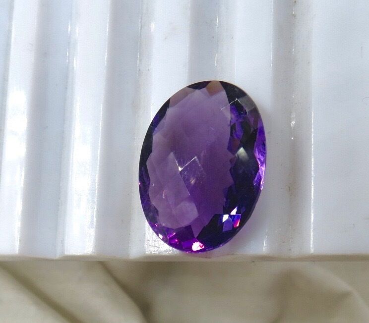 Natural Amethyst Faceted Oval 15.47 Ct Semi Precious Gemstone Ring Pendant