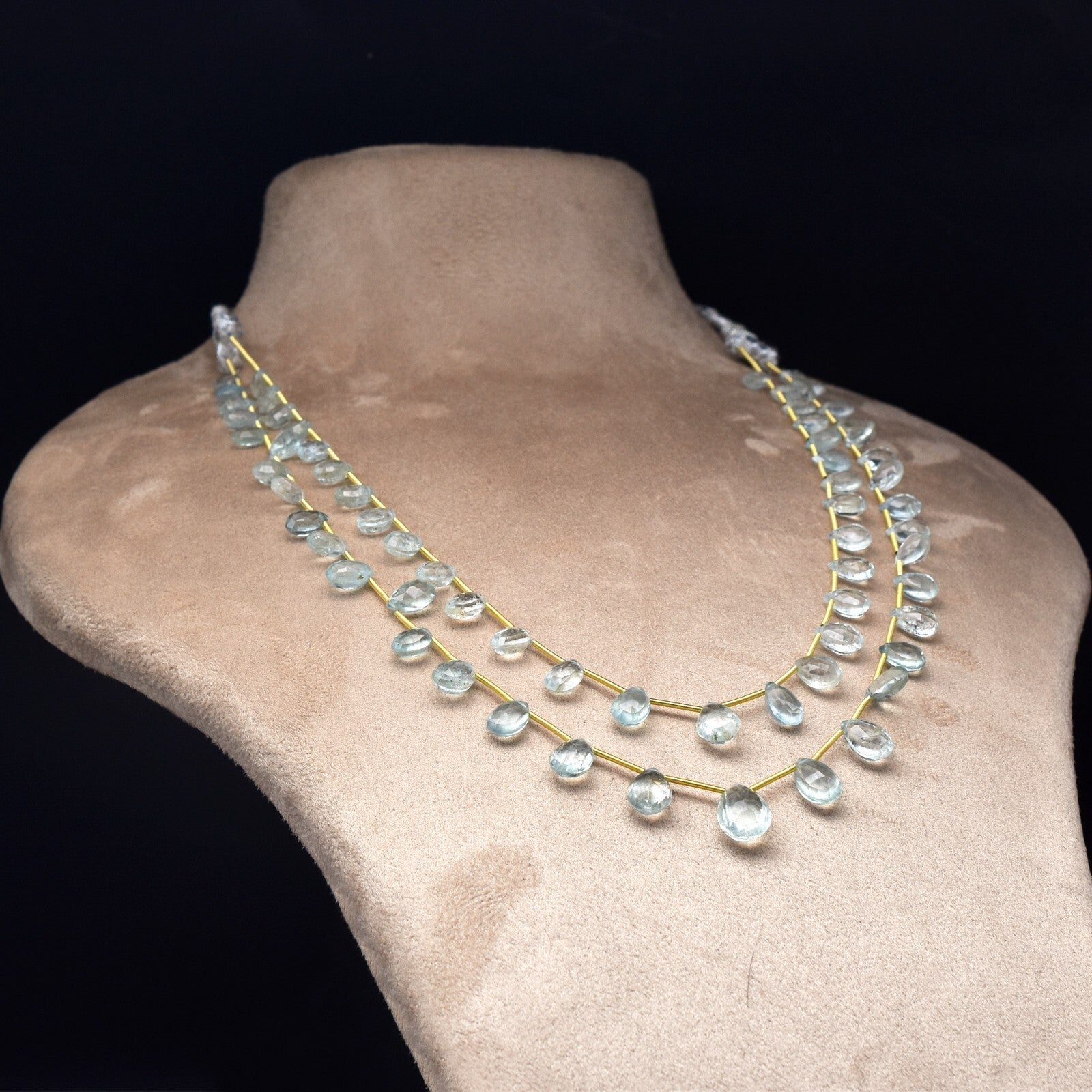 Natural Blue Aquamarine 116ct Teardrop Beads Fashion Necklace