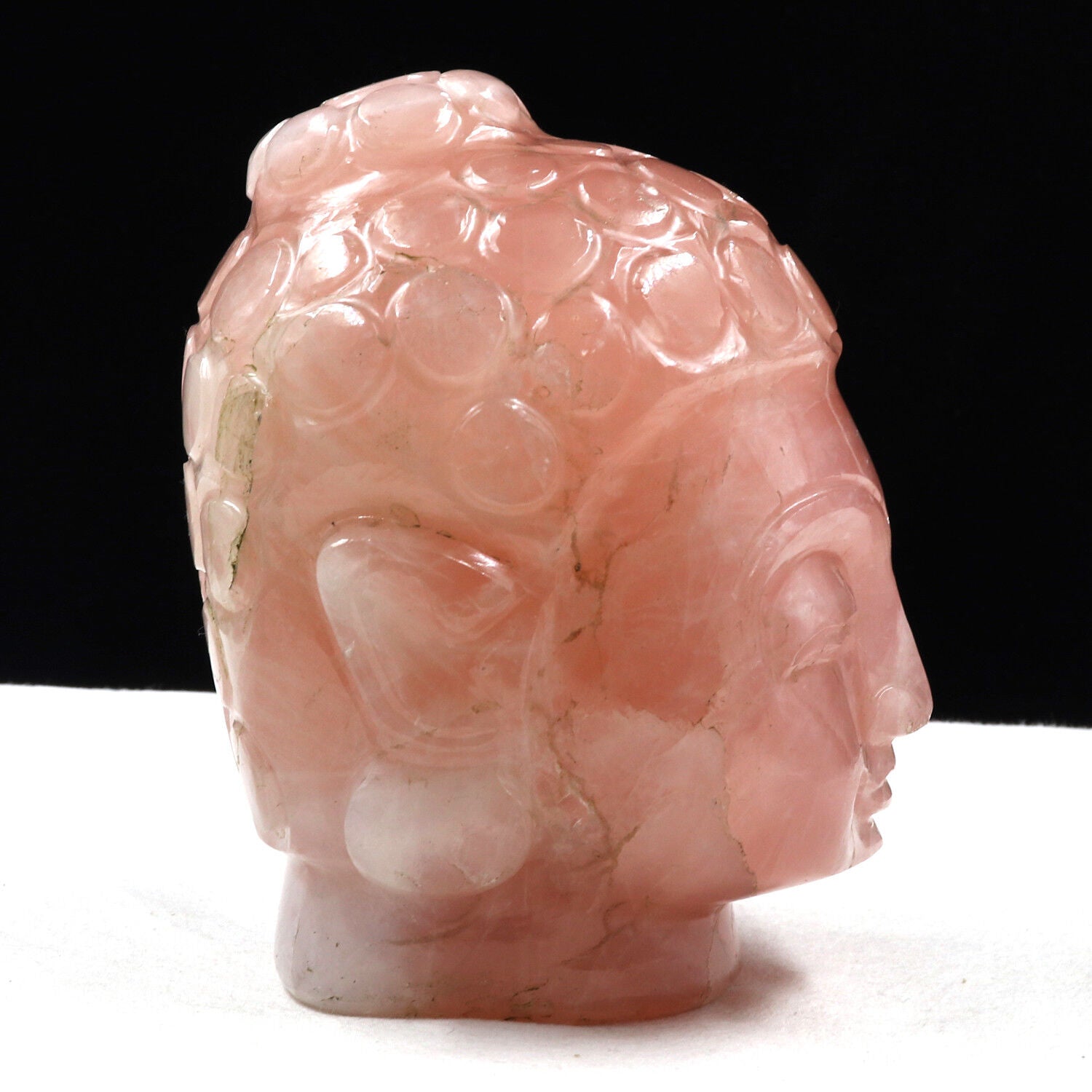 NATURAL ROSE QUARTZ BUDDHA HEAD 6240 CARATS GEMSTONE STATUE FOR HOME DECOR