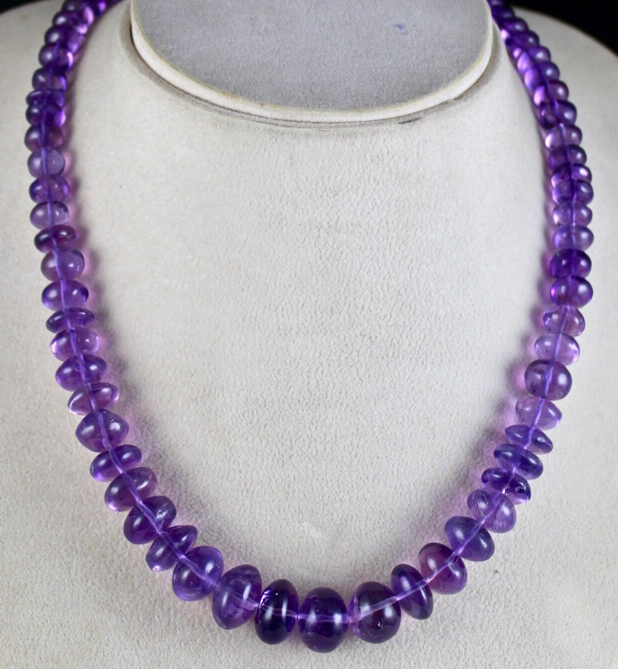 Natural Amethyst Round Beads 1 L 389 Ct Purple Gemstone Fashion Silver Necklace