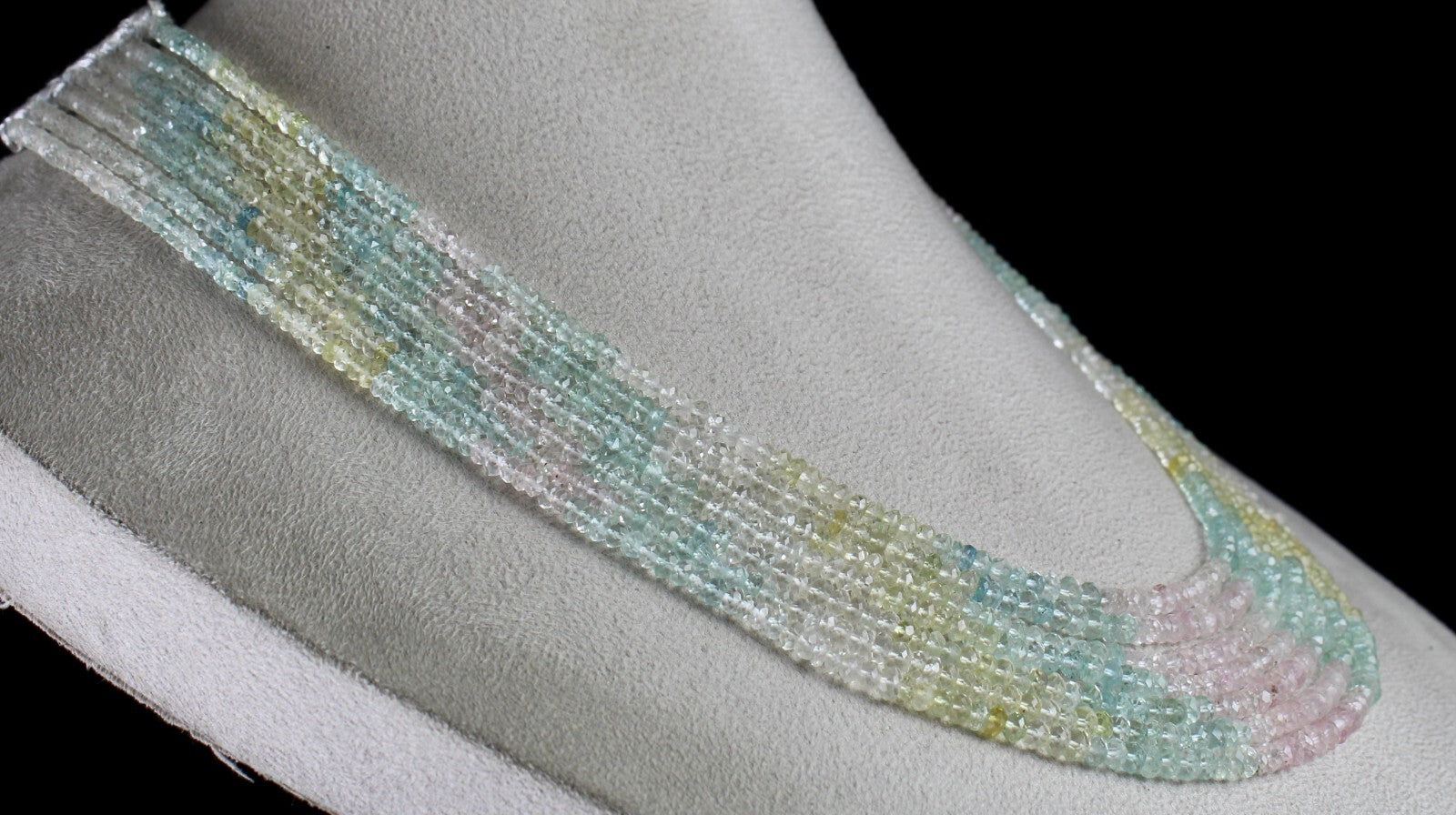Natural Multi Aquamarine Necklace 392 Carats Gemstone Fine Faceted 7 Line Beads