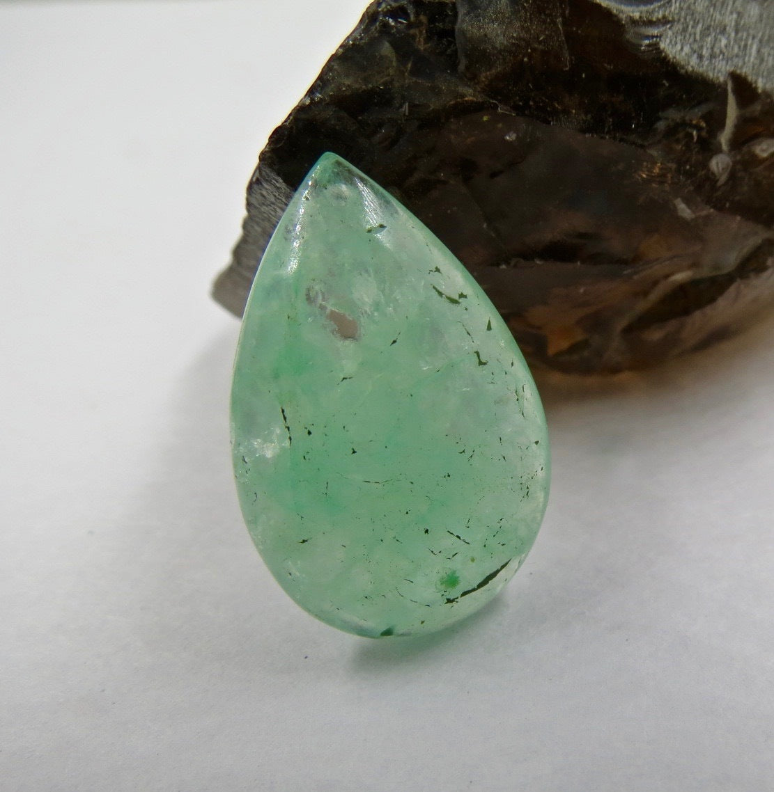 Emerald Quartz Cabochon Pear 3pcs 50ct Gemstone For Design