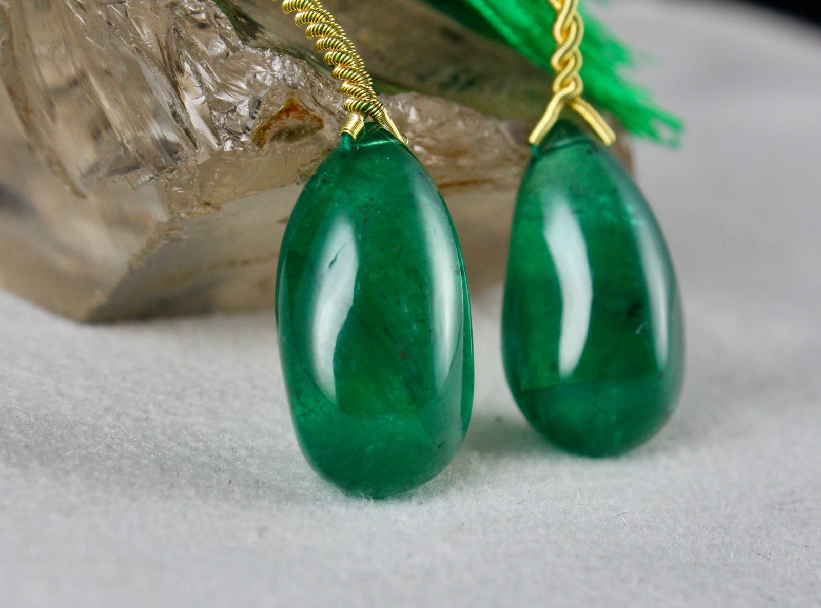 Certified Natural Emerald Tear Drop 49.23 Ct Loose Gemstone Pair Design Earrings
