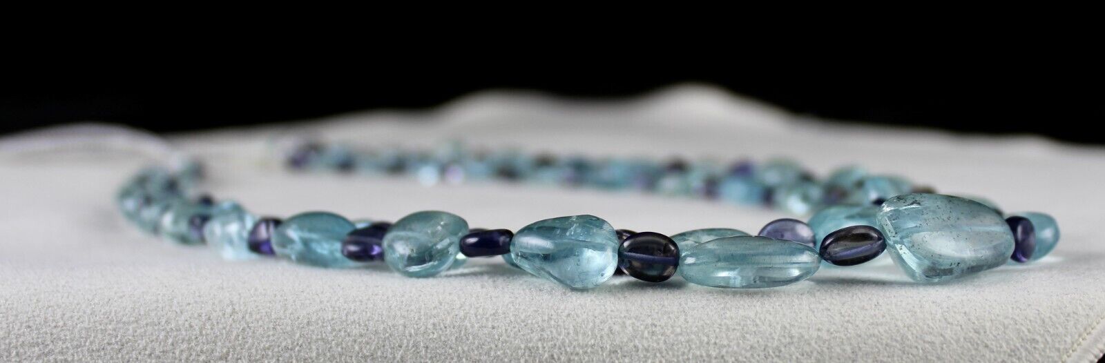 Certified Blue Natural Aquamarine Iolite Beads 2 L 334 Ct Gemstone Fine Necklace