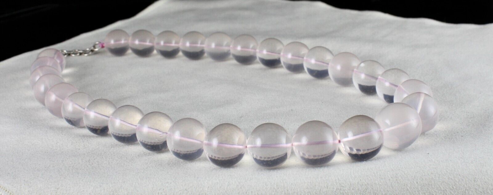 NATURAL ROSE QUARTZ BEADS ROUND 1 LINE 1041 CT GEMSTONE FASHION SILVER NECKLACE