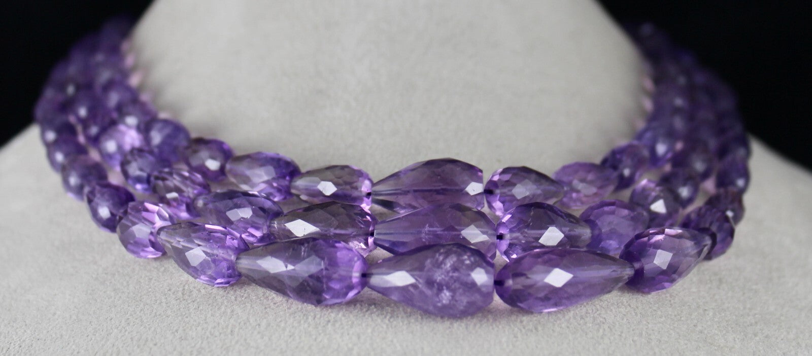 Certified Natural Purple Amethyst Tear Drop Beads 764ct Finest Necklace