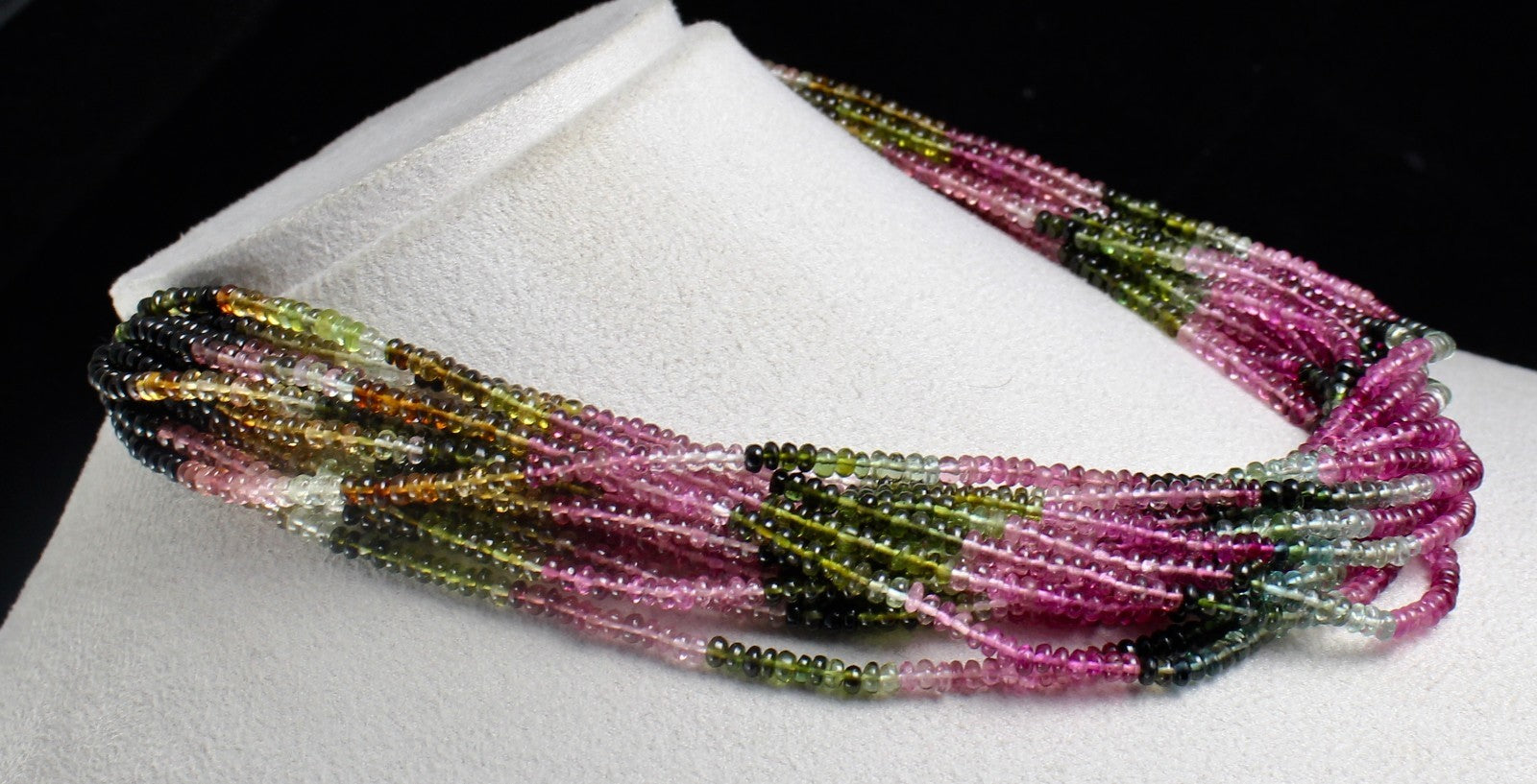 Certified Natural Multi Tourmaline 568 Ct Sterling Silver Round Gem Necklace