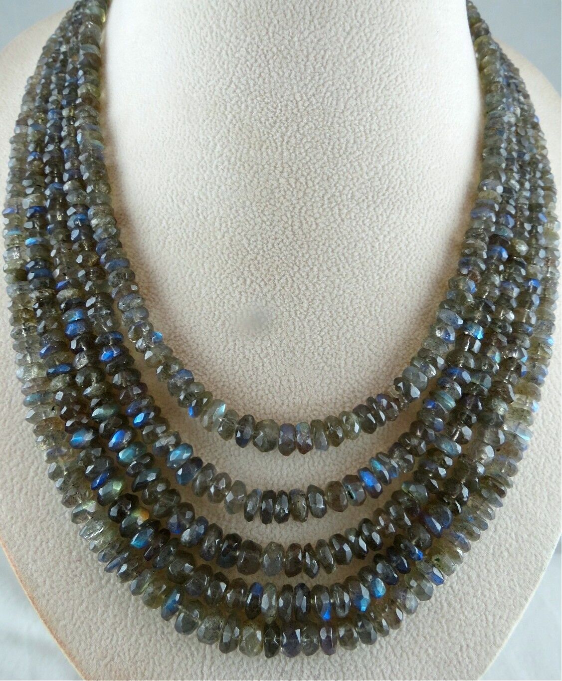 FANTASTIC LABRADORITE BEADS FACETED ROUND 5 L 775 CTS GEMSTONE SILVER NECKLACE