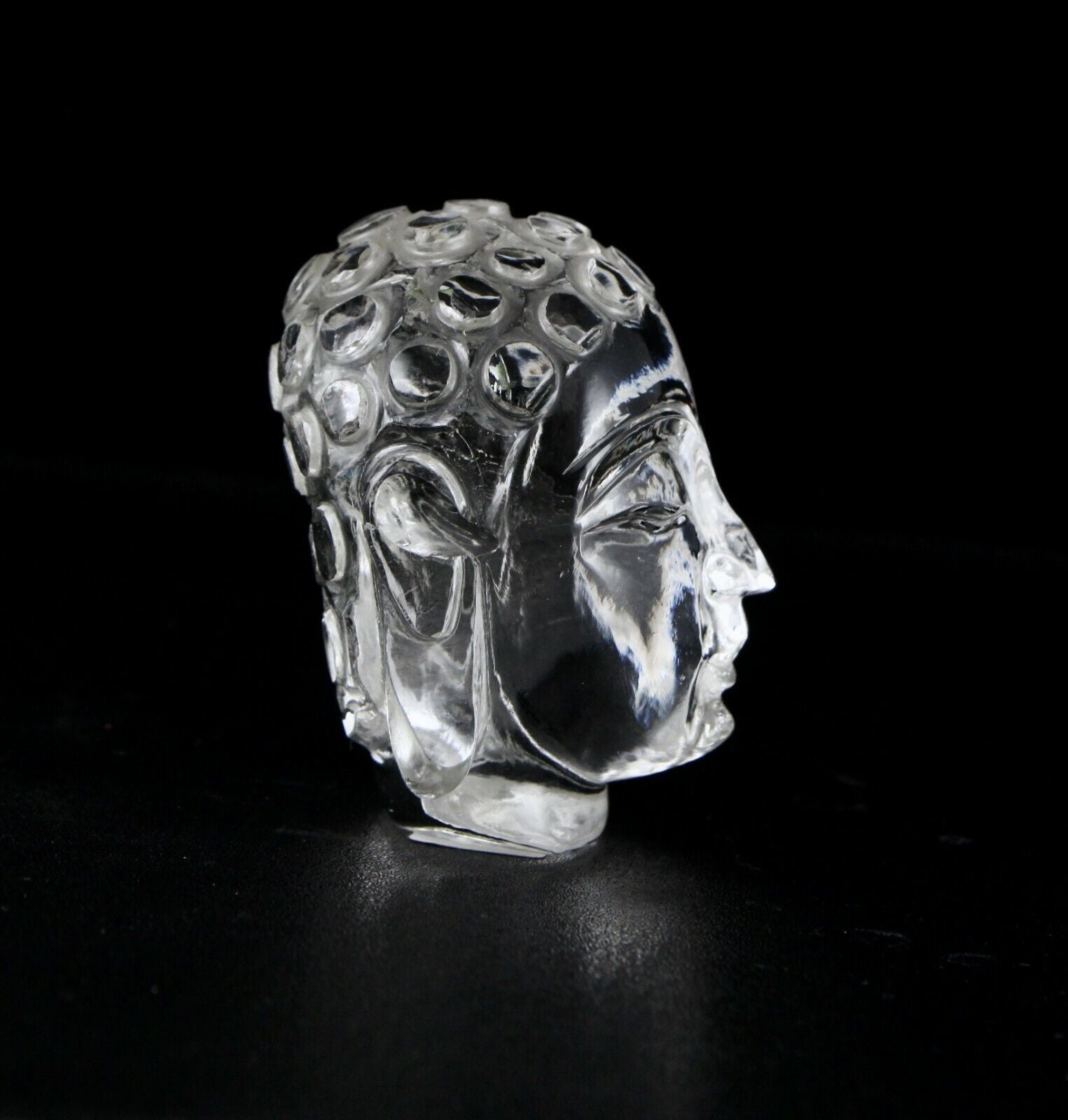 NATURAL CRYSTAL QUARTZ BUDDHA HEAD 2 INCH 820 CARATS GEMSTONE STATUE HOME DECOR