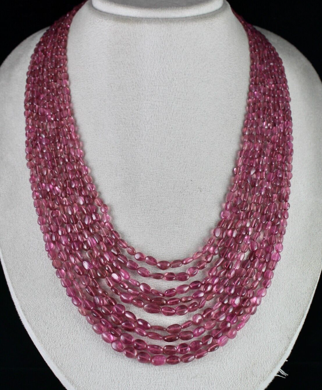 NATURAL PINK TOURMALINE BEADS CABOCHON 9 L 580 CT GEMSTONE STATEMENT NECKLACE