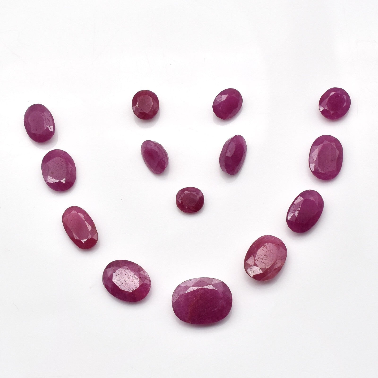 Natural Ruby 36.15 Ct Oval Cut 14 Pcs Untreated Gemstone Fine Designing