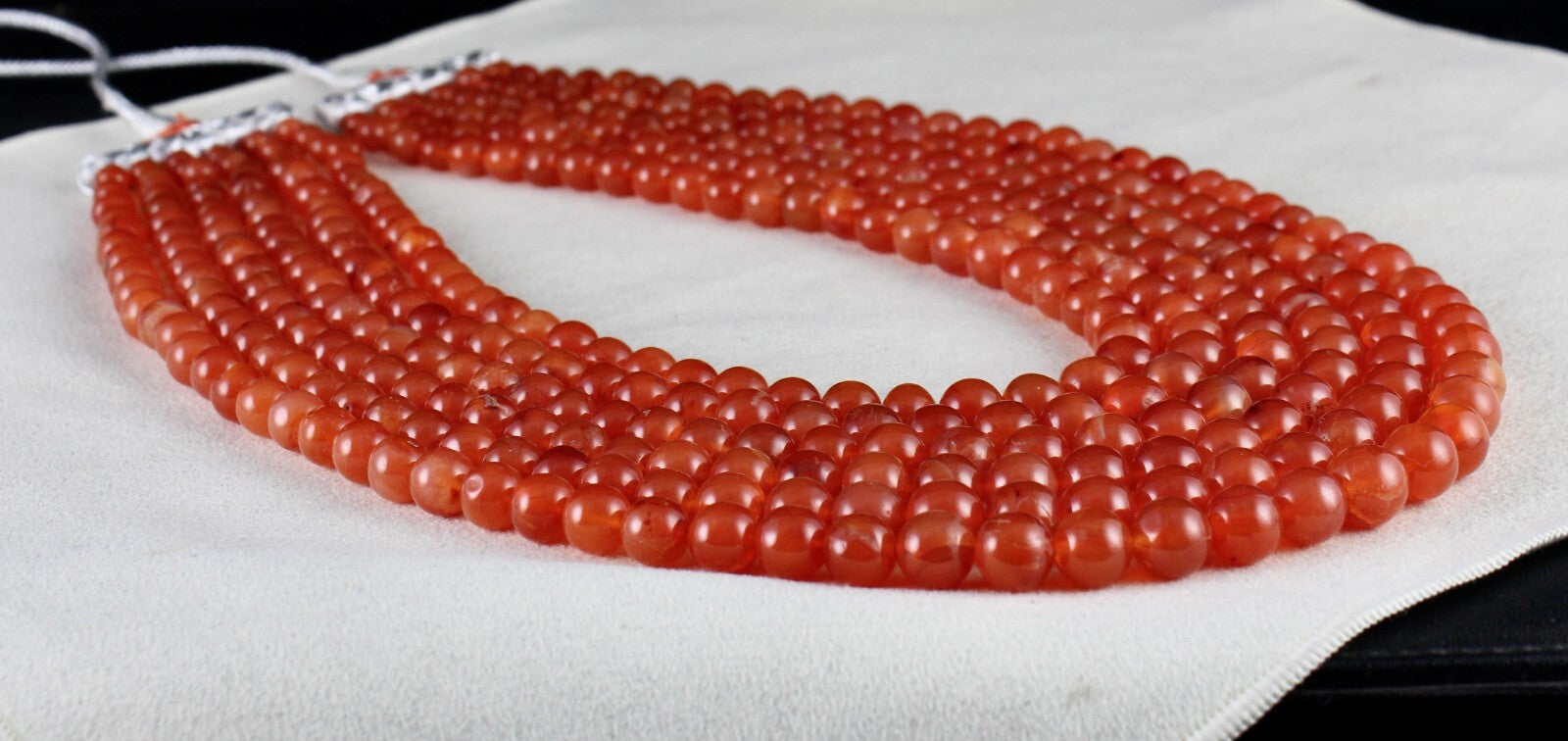 6mm Natural Orange Carnelian Beads Necklace, Fashion Gemstone, L 1306 Ct