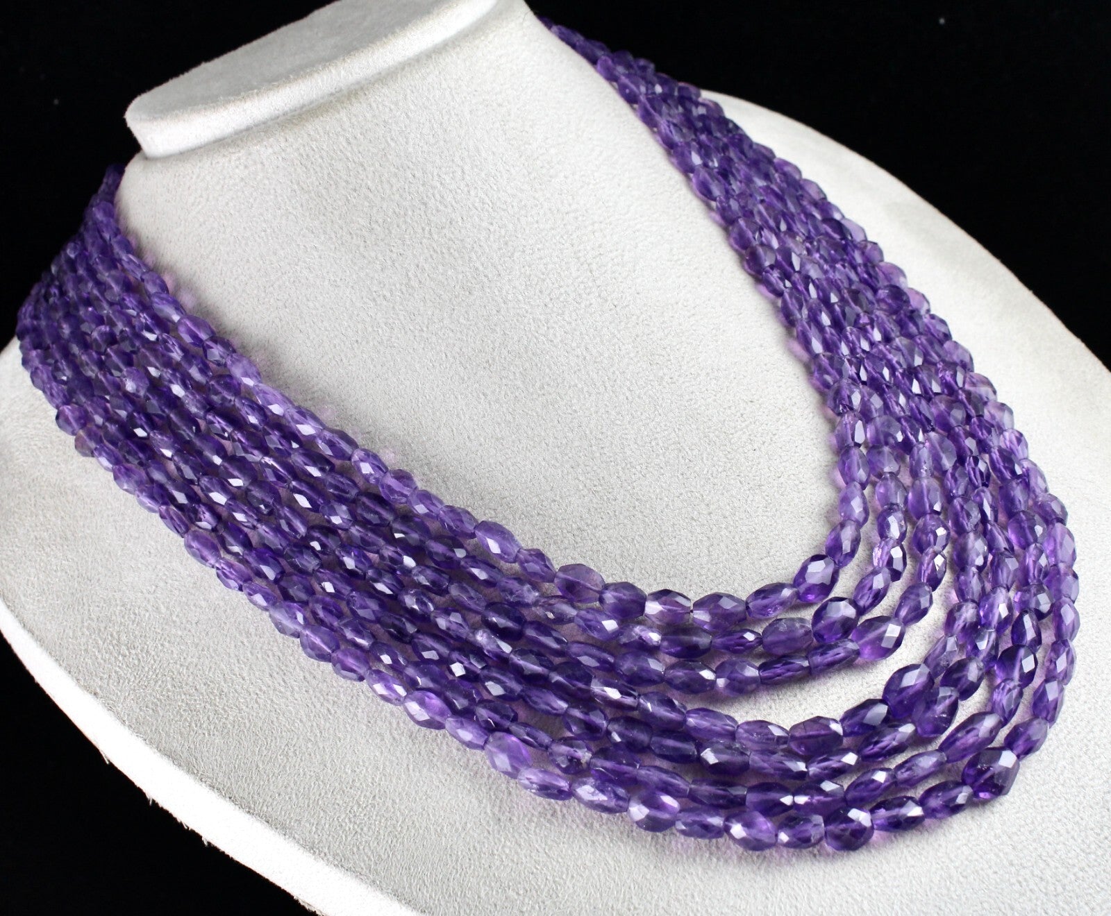 Natural Amethyst Faceted Beads Necklace 817 Ct Long 7" Purple Gemstone