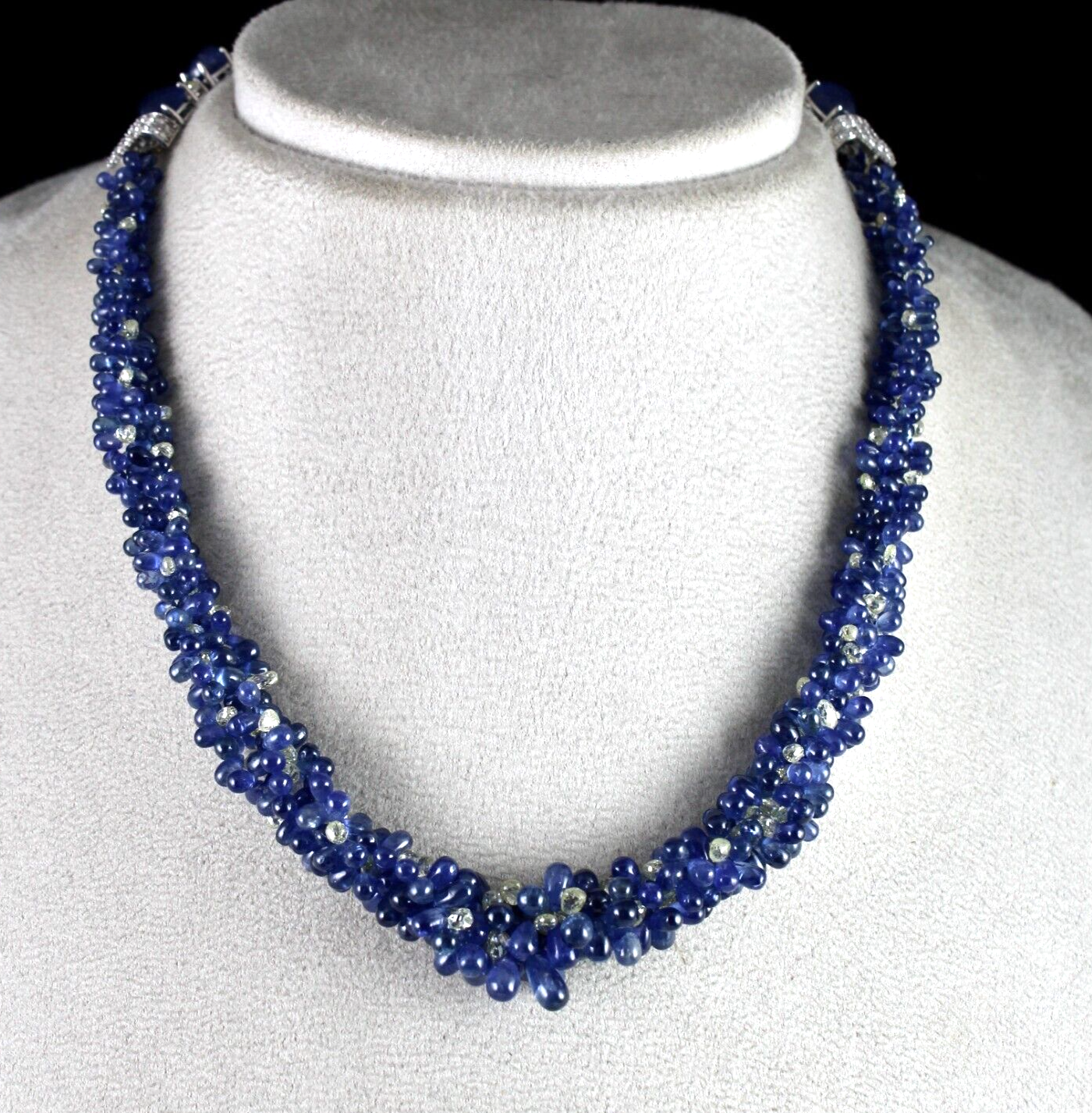 Certified 18k Gold Fine Blue Sapphire 316.58ct Natural Diamond Teardrop Necklace