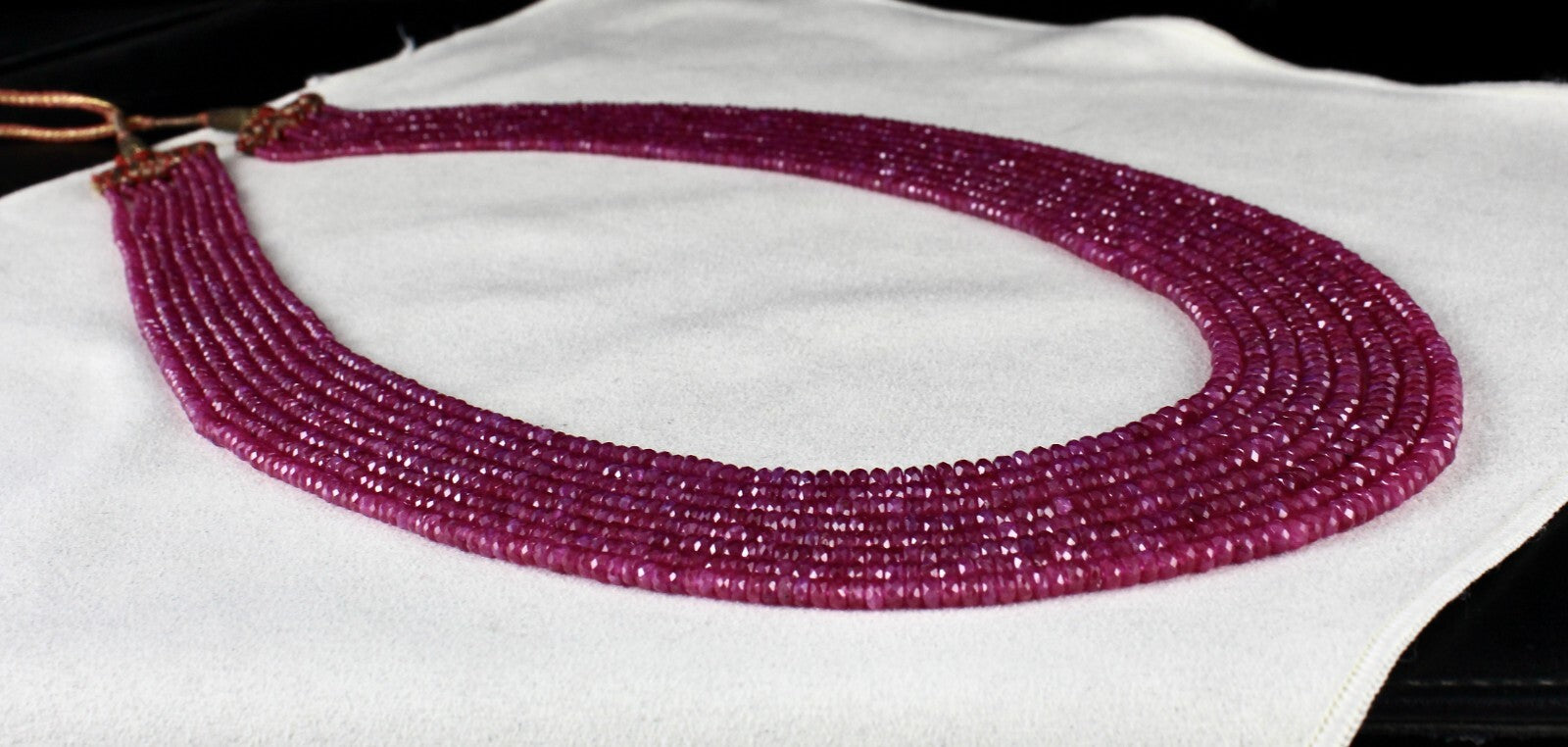 Certified Natural Heated Burma Ruby 573 Ct Faceted Beads Necklace For Women