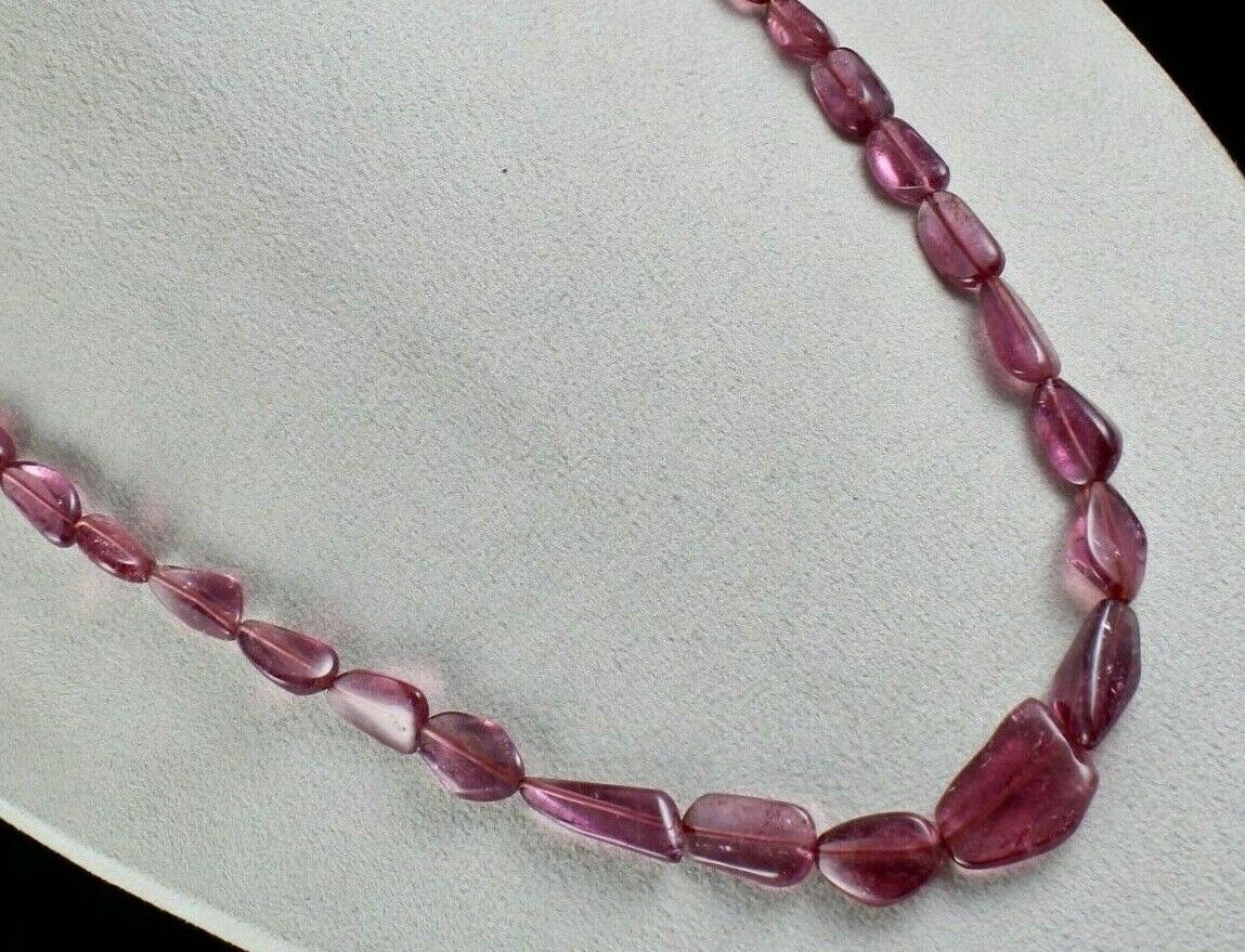 FINE 27" LONG NATURAL PINK TOURMALINE BEADS 311 CARATS GEMSTONE FASHION NECKLACE