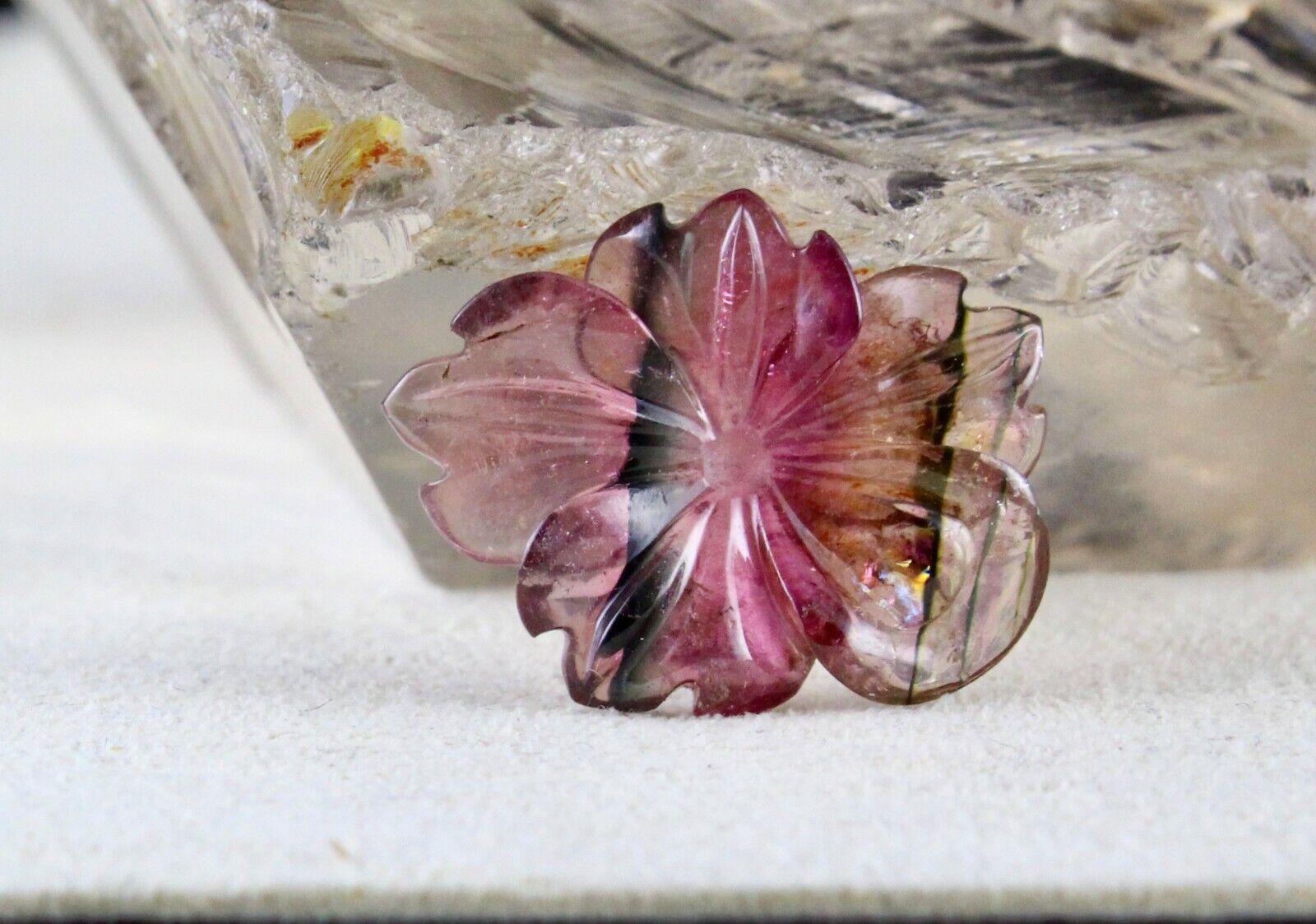 NATURAL MULTI TOURMALINE CARVED FLOWER 18.99 CTS GEMSTONE DESIGN PENDANT BROOCH