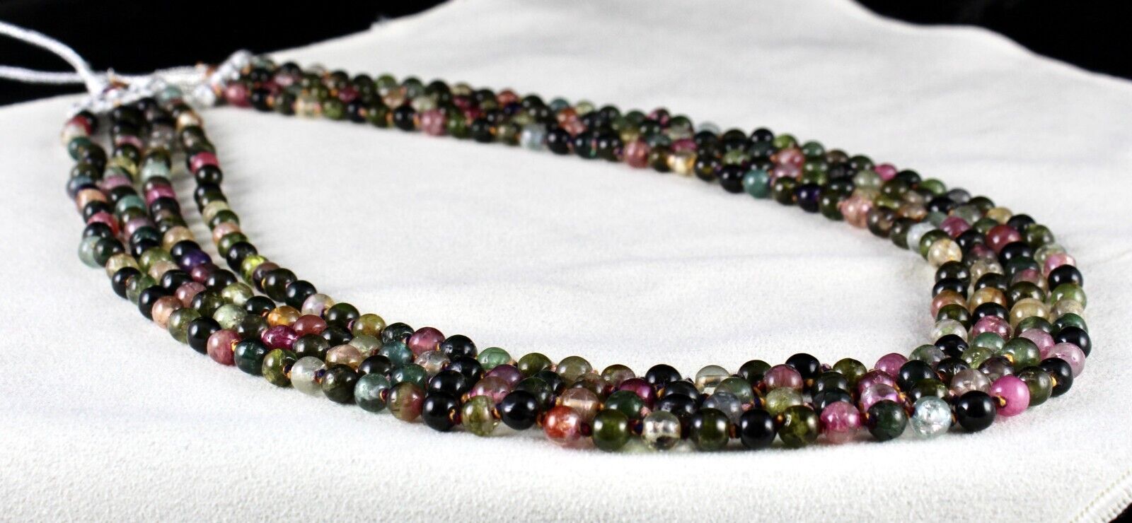 NATURAL MULTI COLOUR TOURMALINE BEADS ROUND 4L 502 CTS GEMSTONE KNOTTED NECKLACE