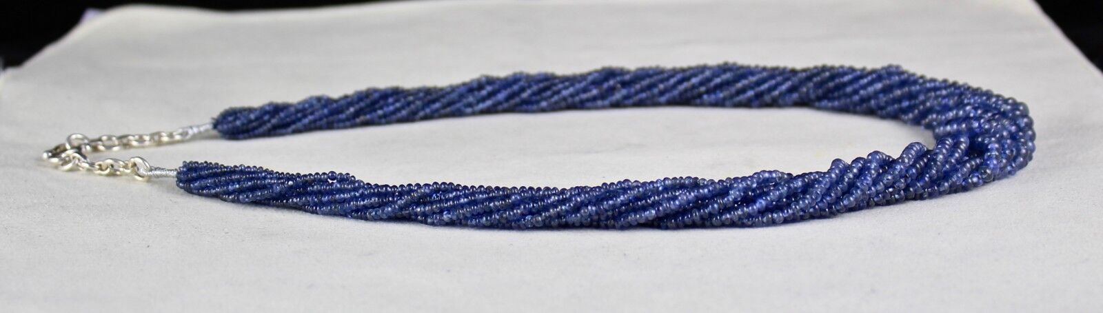 NATURAL OLD BURMA BLUE SAPPHIRE BEADS ROUND 10 LINE 483 CARATS GEMSTONE NECKLACE