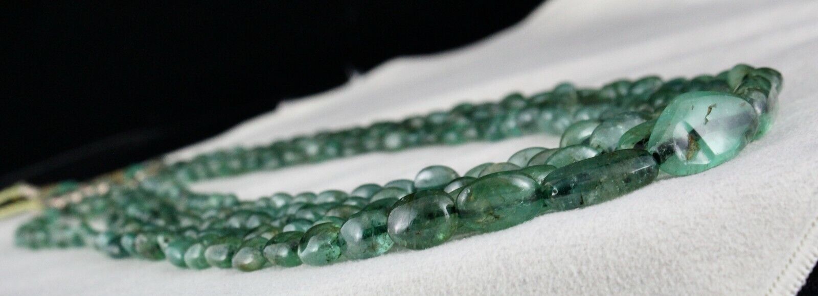 ANTIQUE 20MM BIG NATURAL EMERALD BEADS NUGGET 5 LINE 466CTS GEMSTONE NECKLACE