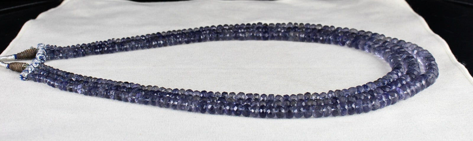 Certified Natural Blue Iolite Faceted Round Beads 3 L 606 Ct Gemstone Necklace