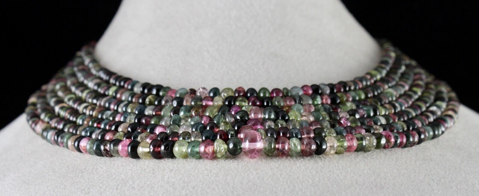 BEST NATURAL TOURMALINE BEADS NECKLACE 583 CARATS MULTI COLOUR GEMSTONE STRAND