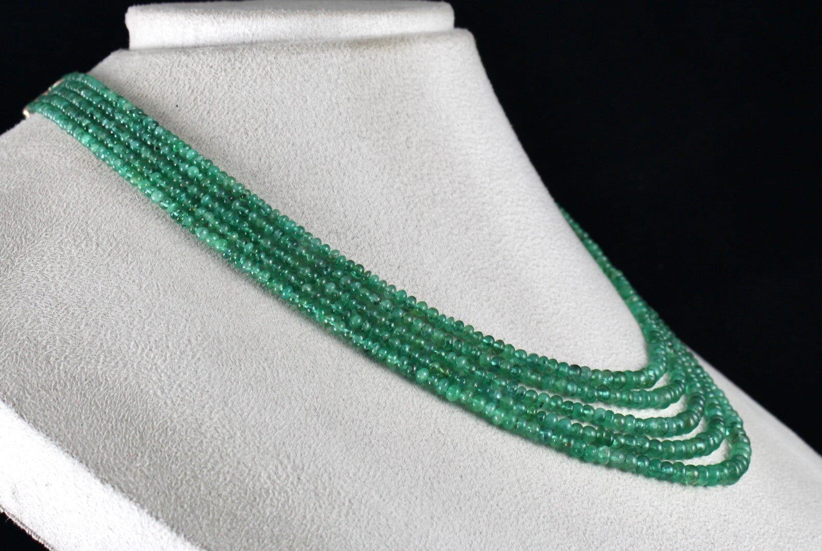 Certified Natural Emerald Beads Round 183ct Green Gemstone Necklace For Women