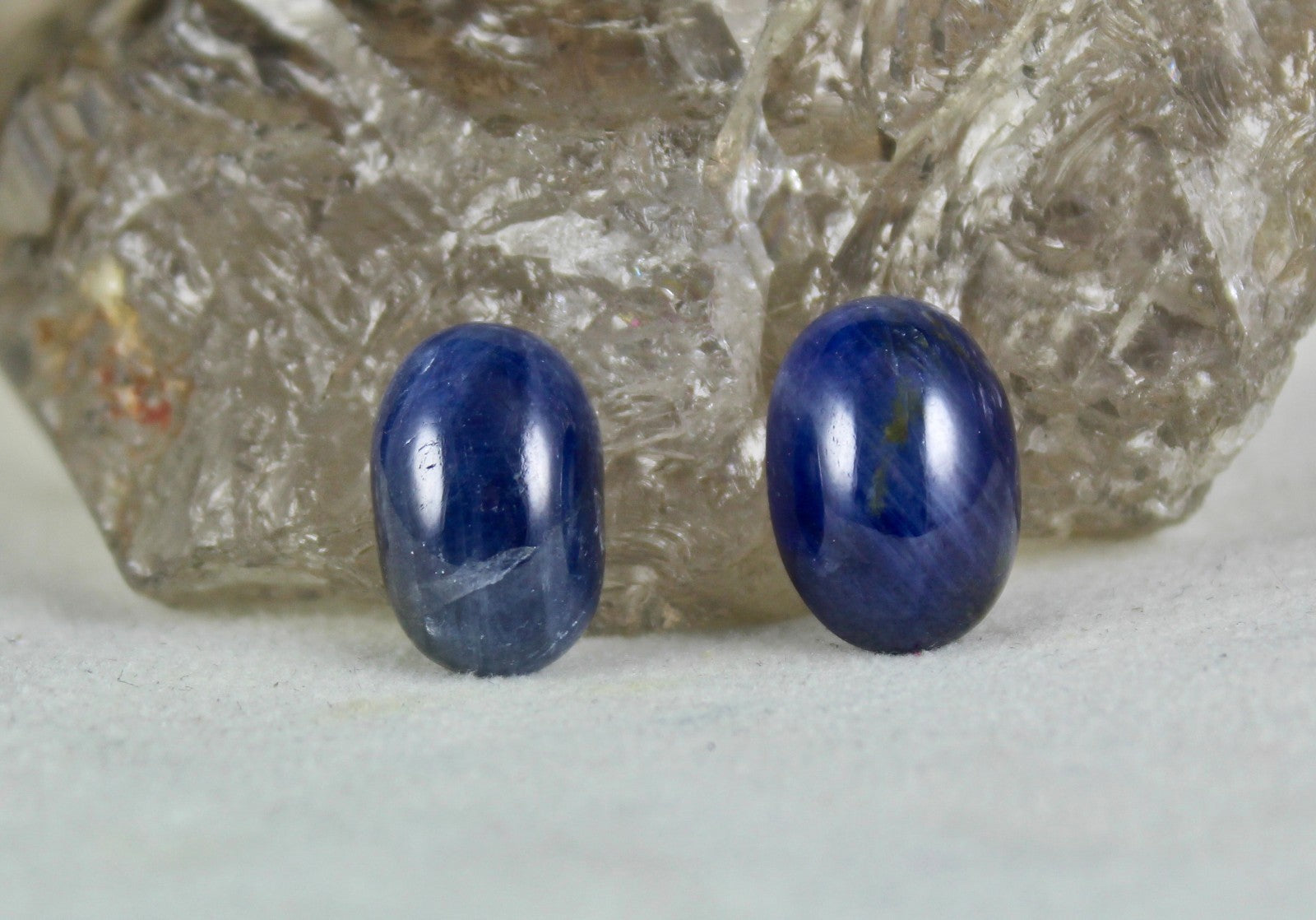 Certified Natural Untreated Blue Sapphire Cabochon Oval 2 Pc 31.41 Ct Earrings