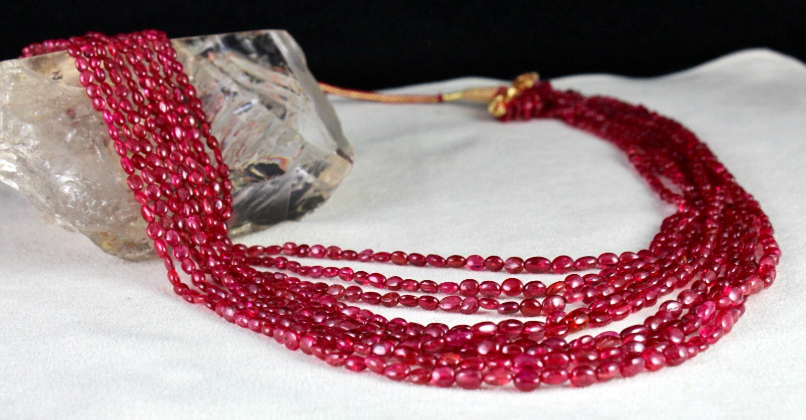 Certified Natural Red Spinel Necklace Cabochon 423 Ct Gemstone Beads 9 Line